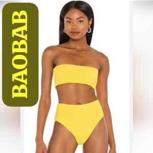 BAOBAB COLLECTION Yellow Popcorn Bikini Bottom Size M